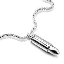 Genuíno colar de corrente de prata esterlina 925 caixa com pingente de bala para homens mulheres comprar usado  Enviando para Brazil