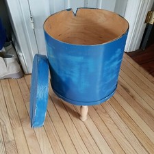 Antiga despensa redonda de madeira curvada caixa de queijo mesa feita à mão pintada de azul armazenamento comprar usado  Enviando para Brazil