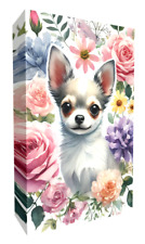 Quadro de parede Chihuahua flores fofo animal lona impressão todos os tamanhos comprar usado  Enviando para Brazil