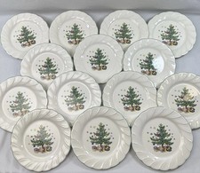 Nikko Happy Holidays Conjunto de 14 Pratos de Sobremesa Salada Árvore de Natal 7,75" Festivo comprar usado  Enviando para Brazil