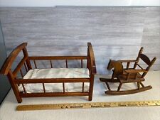 Boneca berço de madeira berço 14 1/2” X 10 1/2” madeira maciça cavalo de balanço brinquedo brincadeira comprar usado  Enviando para Brazil