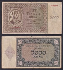 Banconota croazia 5000 usato  Chieri