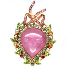 Prata 925 25 x 29 mm. Anel de joias rosa rubi, safira, topázio e tsavorita tamanho 9 comprar usado  Enviando para Brazil