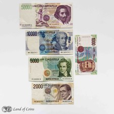 ITÁLIA: conjunto de 5 notas de lira italiana. comprar usado  Enviando para Brazil