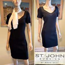 Vestido de malha stretch ST JOHN NIGHT tamanho 6/pequeno preto Santana e cachecol de seda branco, usado comprar usado  Enviando para Brazil
