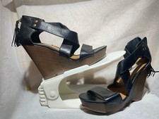 Salto Steve Madden Feminino Marie Plataforma Madeira Couro Borla Zíper Tamanho 6.5 comprar usado  Enviando para Brazil
