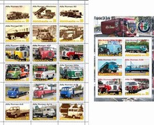 Bloco de selos + folha caminhões Alfa Romeo Truck company Abkhazia edição 2021 comprar usado  Enviando para Brazil