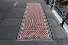 Vintage tradycyjna ręcznie robiona orientalna wełna biała czerwona długa kilim bieżnik 327x105, używany na sprzedaż  Wysyłka do Poland