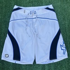 Baús de natação masculinos vintage Lost Enterprises 32x11" branco azul folgado surf anos 90 Y2K comprar usado  Enviando para Brazil