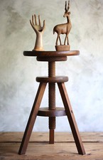 French Piano Stool Chunky Vintage Round Adjustable Wooden Artists Seat, usado comprar usado  Enviando para Brazil