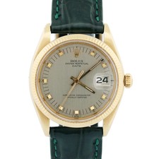 Usado, Relógio Rolex Oyster Perpetual Date 34mm prata ouro amarelo 14K couro verde 1503 comprar usado  Enviando para Brazil