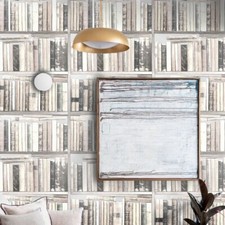 Ökologische Tapete Vintage Bücherregal In Blättern Aus Papier Made In Italy comprar usado  Enviando para Brazil