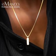 Colar pingente quadrado corrente caixa folheado a ouro 18K moda masculina feminina comprar usado  Enviando para Brazil