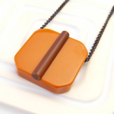 Pingente vintage inspirado na DECO laranja cubo plástico colar declaração joias comprar usado  Enviando para Brazil