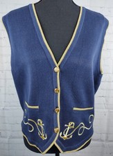 Colete suéter vintage Talbots âncoras náuticas botão marinho com acabamento dourado, tamanho. M comprar usado  Enviando para Brazil