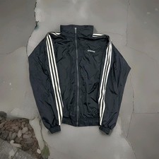 Usado, Vintage Adidas Windbreaker Masculino Pequeno Preto Anos 90 Listrado Gola Alta comprar usado  Enviando para Brazil