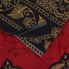 Tecido para artesanato Sanskriti Vintage Sarees puro algodão vermelho Batik estampado Sari 5+Yd comprar usado  Enviando para Brazil
