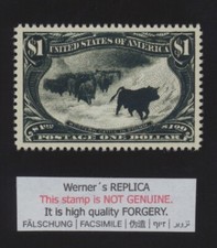 FALSIFICAÇÃO - Réplica de Werner - EUA 292 - US$ 1 Gado Trans-Mississippi 1898 comprar usado  Enviando para Brazil