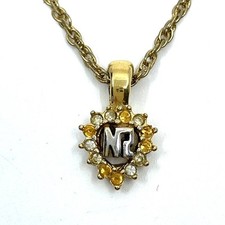 Colar Nina Ricci motivo coração logotipo ouro prata combinação pedra strass  comprar usado  Enviando para Brazil