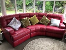 leather sofa recliner red for sale  MALDON