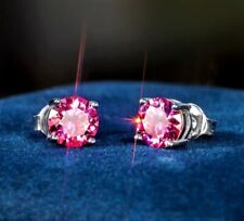 Parafusos solitário de diamante rosa tratado com certificação 2,00 quilates prata 925 ótimo brilho comprar usado  Enviando para Brazil