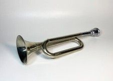 Cuerno de corneta de metal vintage 11" instrumento de viento coleccionable decoración música regalo segunda mano  Embacar hacia Mexico