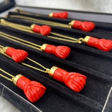 Pingente de jaspe vermelho dourado feito à mão infantil prata 925 joias por atacado comprar usado  Enviando para Brazil