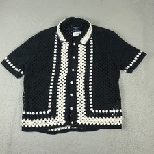 Camisa masculina Abercrombie Fitch pequena preta crochê malha botão para cima manga curta comprar usado Camisa masculina Abercrombie Fitch pequena preta crochê malha botão para cima manga curta comprar usado  Enviando para Brazil