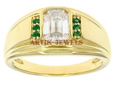 Moissanita & Onix Con 14k Oro Chapado 925 Anillo Plata de Ley para Hombres #2910 comprar usado  Enviando para Brazil
