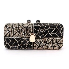 Bolsa de mão preta Hot Fix strass feminina festa noturna bolsa de formatura casamento, usado comprar usado  Enviando para Brazil