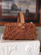 Cesta de madeira vintage pequena de vime nádegas fundo dividido coleta de ovos tecido dobrado comprar usado  Enviando para Brazil