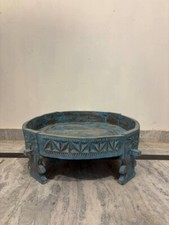 Decoração de mesa vintage indiana esculpida à mão madeira chakki rústica moedor redondo comprar usado  Enviando para Brazil