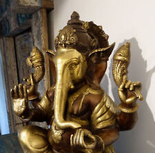 Der Traum! Riesige Ganesha Statue m 4 Armen, goldenem Rüssel, Bronze Nepal 24 Kg comprar usado  Enviando para Brazil