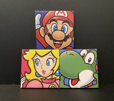 Nintendo Pyramid America Super Mario trabalho de arte em tela 6 x 6 Peach Yoshi lote de 3, usado comprar usado  Enviando para Brazil