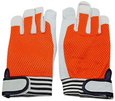 Luvas de trabalho 100% couro de cabra premium, costas de malha laranja, 6 pares, cinza comprar usado  Enviando para Brazil