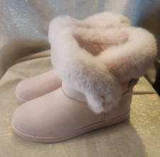 Używany, Soczyste couture Różowe Krazey Śliczne Brokatowe Kokarda Sztuczne futro Podszewka Botki Rozmiar 10 na sprzedaż  Wysyłka do Poland