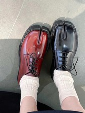 Zapatos de punta dividida para mujer zapatos de cuero sintético con cordones informales estilo británico mocasines segunda mano  Embacar hacia Mexico