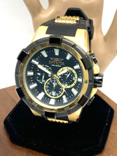 Relógio masculino Invicta 23693 aviador cronógrafo quartzo ouro pulseira de borracha preta 50mm comprar usado  Enviando para Brazil