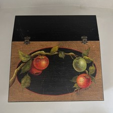 Flip top vintage de madeira maciça pintado à mão caixa multiuso maçãs e folhas comprar usado  Enviando para Brazil