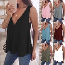 Usado, Regatas femininas casuais de chiffon soltas sem mangas camisetas blusas coletes comprar usado  Enviando para Brazil