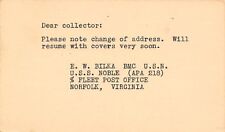 Usado, Norfolk VA~Chief Petty Office Bilka~USS Noble~1949 Postal~Hayes of East St Louis comprar usado  Enviando para Brazil