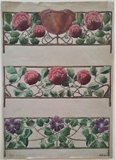 dessin décor floral art nouveau appliqué 1905 feuille signés balustrade gouache comprar usado  Enviando para Brazil