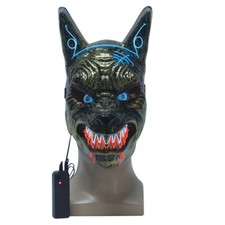 Máscara de LED assustadora cabeça de lobo sangue cosplay assustador Halloween rosto inteiro fantasia adereços comprar usado  Enviando para Brazil