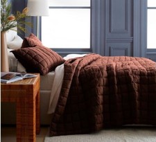 Colcha Bordeaux caixa de linho europeia Quince King Cal King nova sem etiquetas comprar usado  Enviando para Brazil