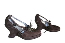 Sapatos plataforma Marithe Francois Girbaud década de 1990 camurça verde com cadarço tamanho I tamanho 9 I tamanho 39 comprar usado  Enviando para Brazil