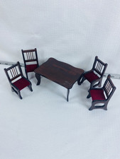 Conjunto de sala de jantar miniatura casa de bonecas 4 cadeiras mesa de madeira escala 1:12  comprar usado  Enviando para Brazil
