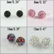 Brincos Sparkle CZ cristal redondo bola discoteca tira 6mm 8mm 10mm 12mm novo comprar usado  Enviando para Brazil