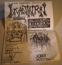 Pôster/folheto Incantation Absu Crucifix Show 3 de dezembro de 1995 muito bom estado Death Metal comprar usado Pôster/folheto Incantation Absu Crucifix Show 3 de dezembro de 1995 muito bom estado Death Metal comprar usado  Enviando para Brazil