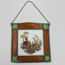 Vitral vintage com chumbo pendurado veado em madeira quadro 8x8 comprar usado  Enviando para Brazil
