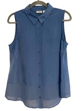 Blusa Cato feminina sem mangas com botões azul grande leve casual confortável comprar usado  Enviando para Brazil